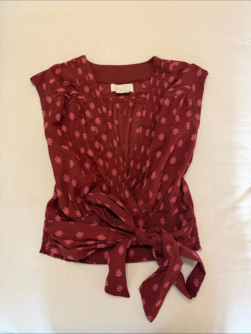 Anthropologie Tie-Waist Surplice Blouse